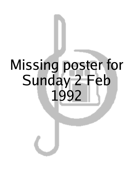 Poster for Sunday 2 Feb 1992